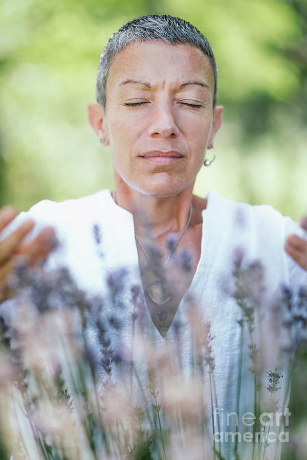 Breathing Exercise In A Lavender Field #3 Photograph by Microgen Images/science Photo Library
