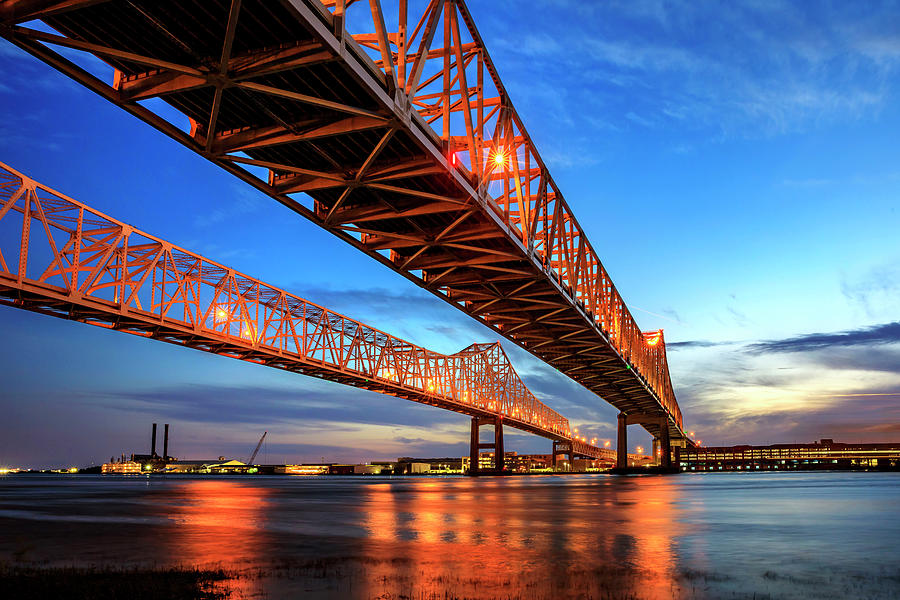 Bridge & River, New Orleans, La Digital Art by Claudia Uripos Pixels