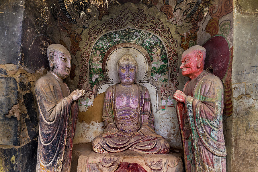 Buddha and Bodhisattvas Maijishan Grottoes Tianshui Gansu China #3 Photograph by Adam Rainoff