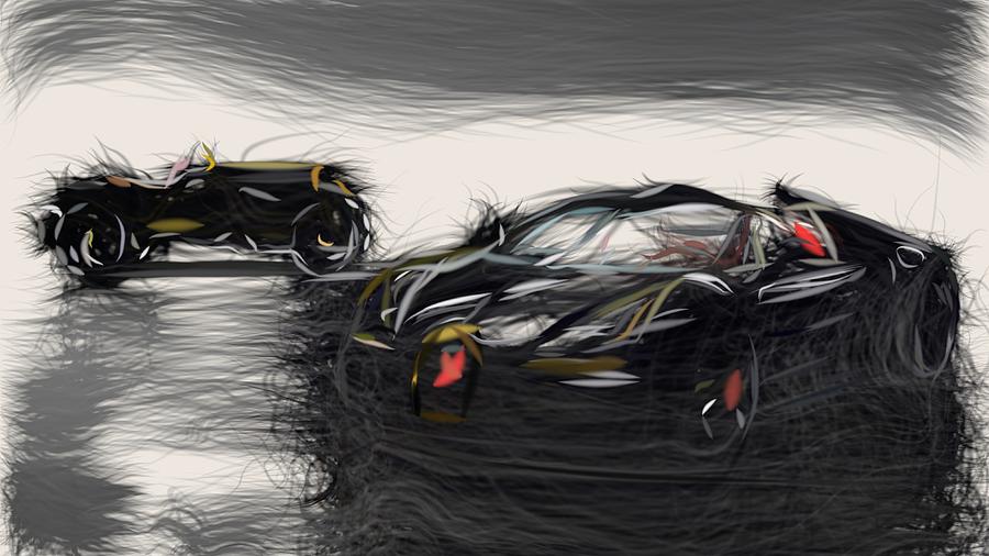 Bugatti Veyron Black Bess Drawing #4 Digital Art by CarsToon Concept