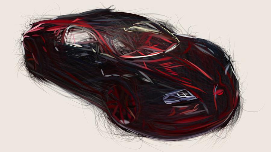 Bugatti Veyron Grand Sport Vitesse La Finale Drawing #4 Digital Art by CarsToon Concept