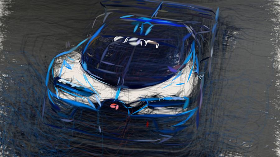 Bugatti Vision Gran Turismo Drawing #4 Digital Art by CarsToon Concept