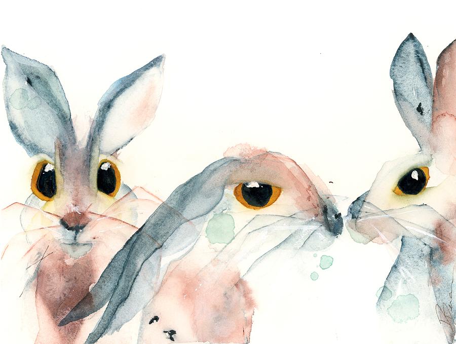 3 Bunnies Painting by Dawn Derman