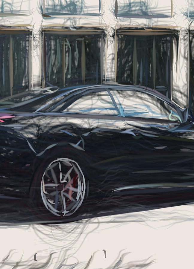 Cadillac Ats V Coupe Twin Turbo Black Line Drawing Digital Art by ...