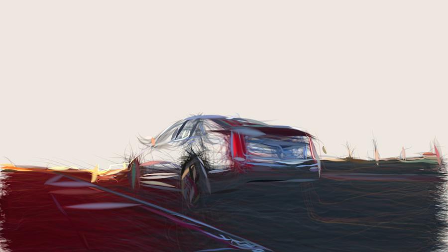 Cadillac ATS V Sedan Draw #4 Digital Art by CarsToon Concept