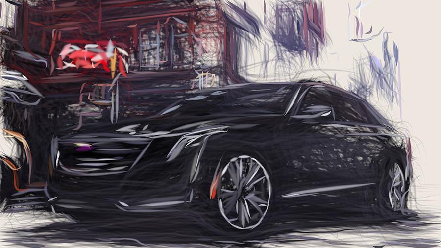 Cadillac CT6 Draw #4 Digital Art by CarsToon Concept