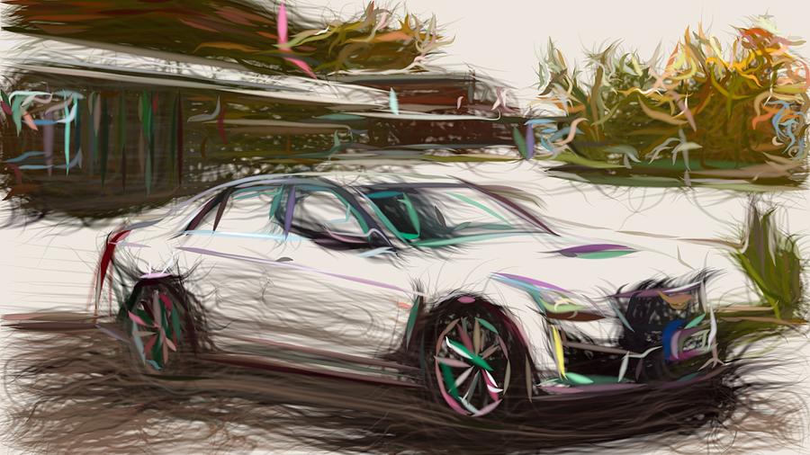 Cadillac CTS V Sedan Draw #4 Digital Art by CarsToon Concept