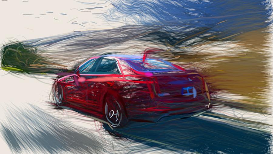 Cadillac CTS Vsport Drawing #4 Digital Art by CarsToon Concept