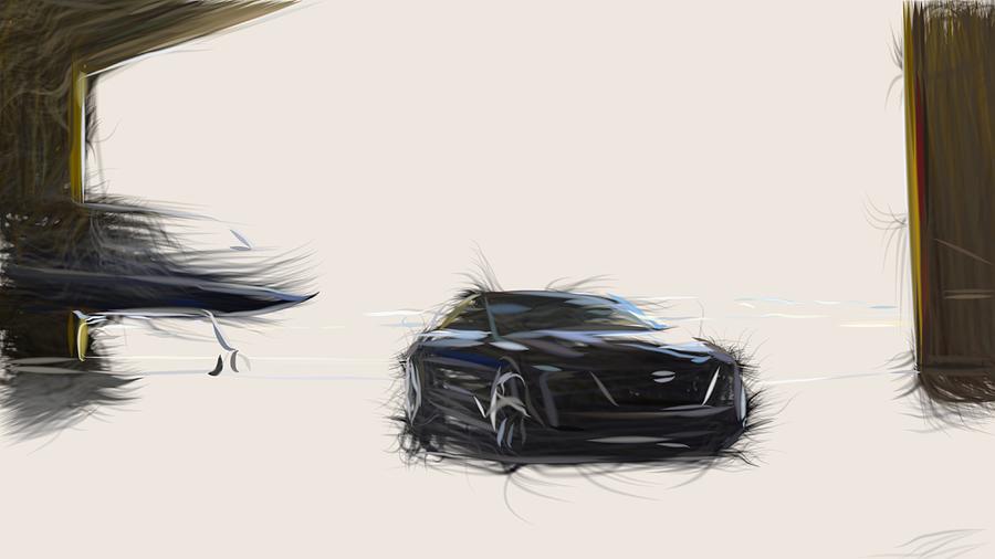 Cadillac Escala Draw #4 Digital Art by CarsToon Concept