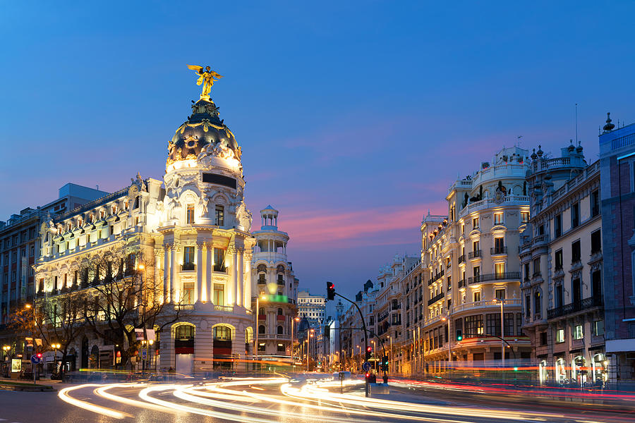 Car And Traffic Lights On Gran Via #3 Photograph by Prasit Rodphan - Pixels