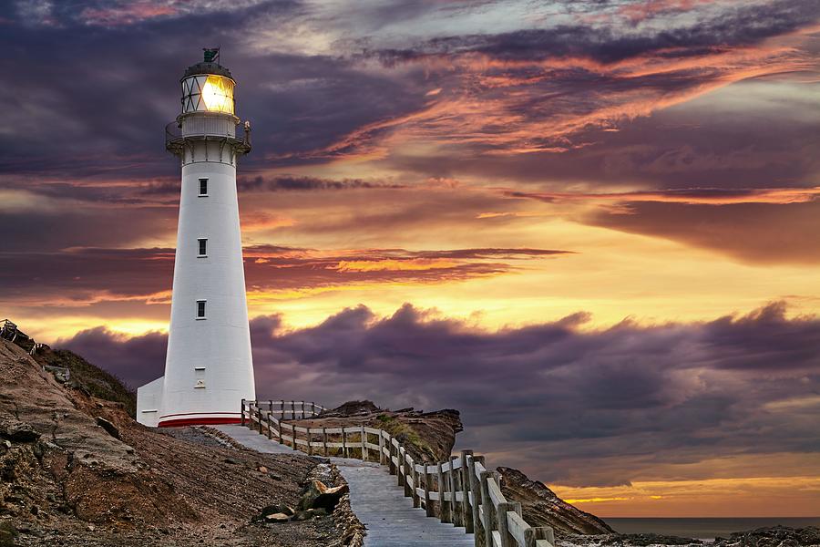 Nature Photograph - Castle Point Lighthouse, Sunrise #3 by DPK-Photo
