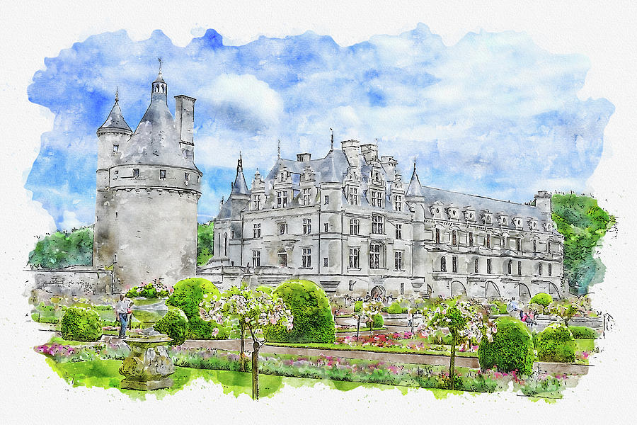 Castle #watercolor #sketch #castle #tower #3 Digital Art by TintoDesigns