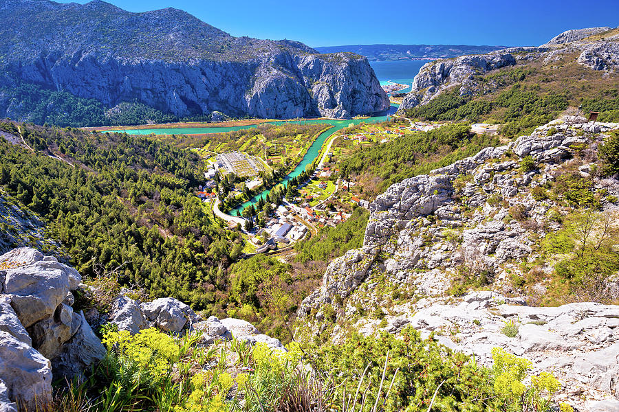 Cetina river canyon and mouth in Omis view from above #3 Photograph by Brch Photography