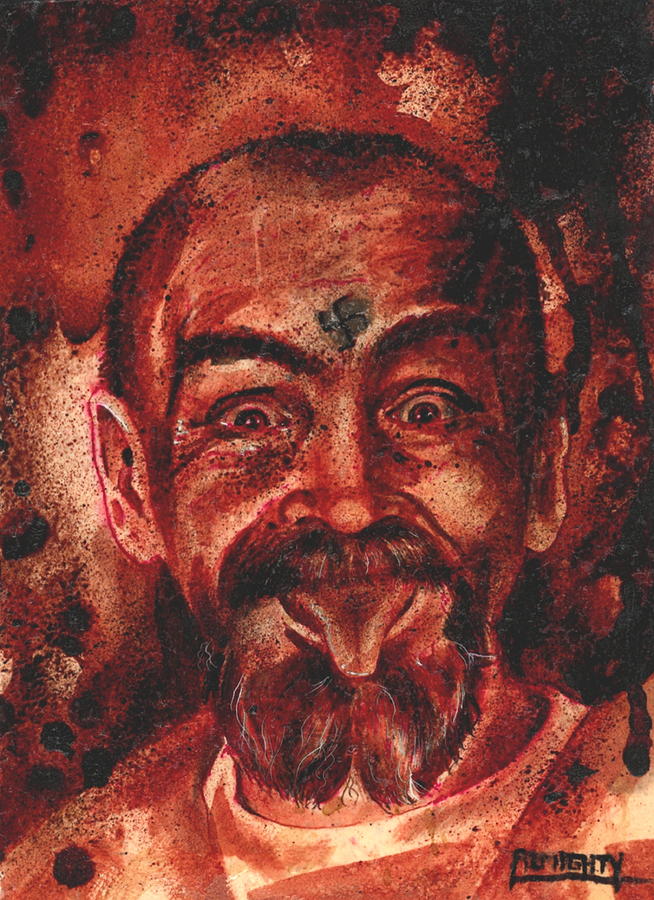 CHARLES MANSON port dry blood Painting by Ryan Almighty
