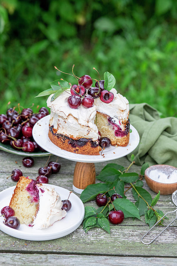 Cherry Meringue Cake #3 Photograph by Irina Meliukh