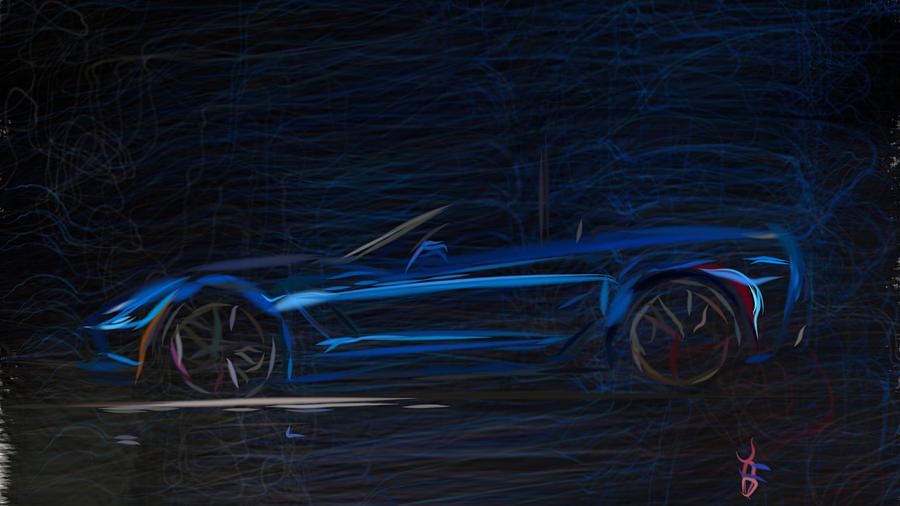 Chevrolet Corvette Z06 Drawing #4 Digital Art by CarsToon Concept