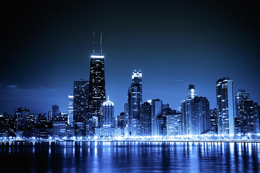 Chicago Skyline By Night Photograph by Pawel.gaul