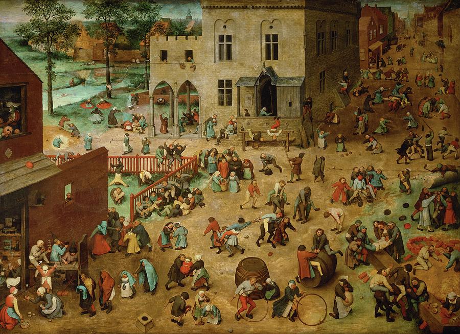 Horse Painting - Childrens Games by Pieter Bruegel The Elder