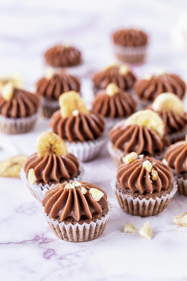 Chocolate Banana Mini Cupcakes #3 Photograph by Emma Friedrichs