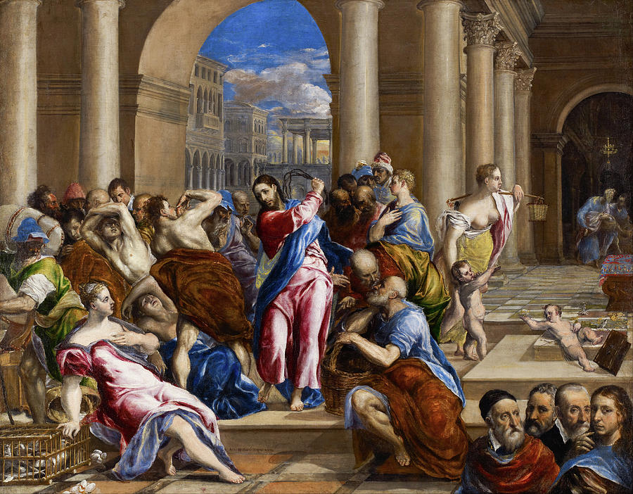 El Greco Painting - Christ driving the Money Changers from the Temple #3 by El Greco