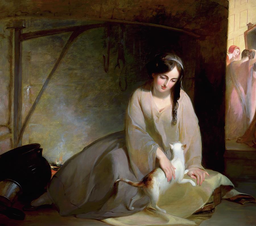 Cat Painting - Cinderella At The Kitchen Fire by Thomas Sully