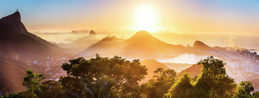Cityscape With Corcovado, Brazil #3 Digital Art by Antonino Bartuccio