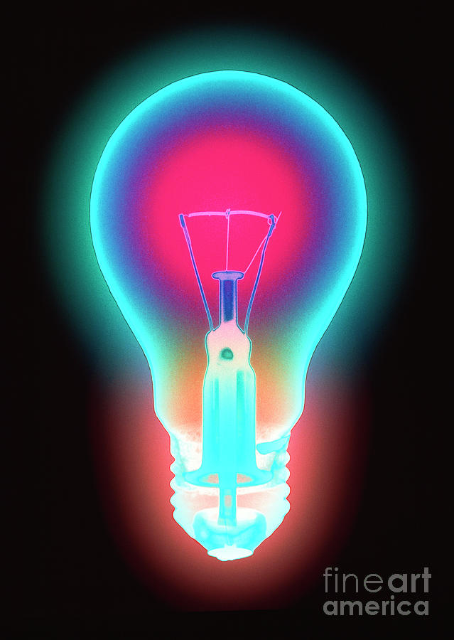 Coloured Xray Of An Electric Light Bulb Photograph by Gustoimages/science Photo Library