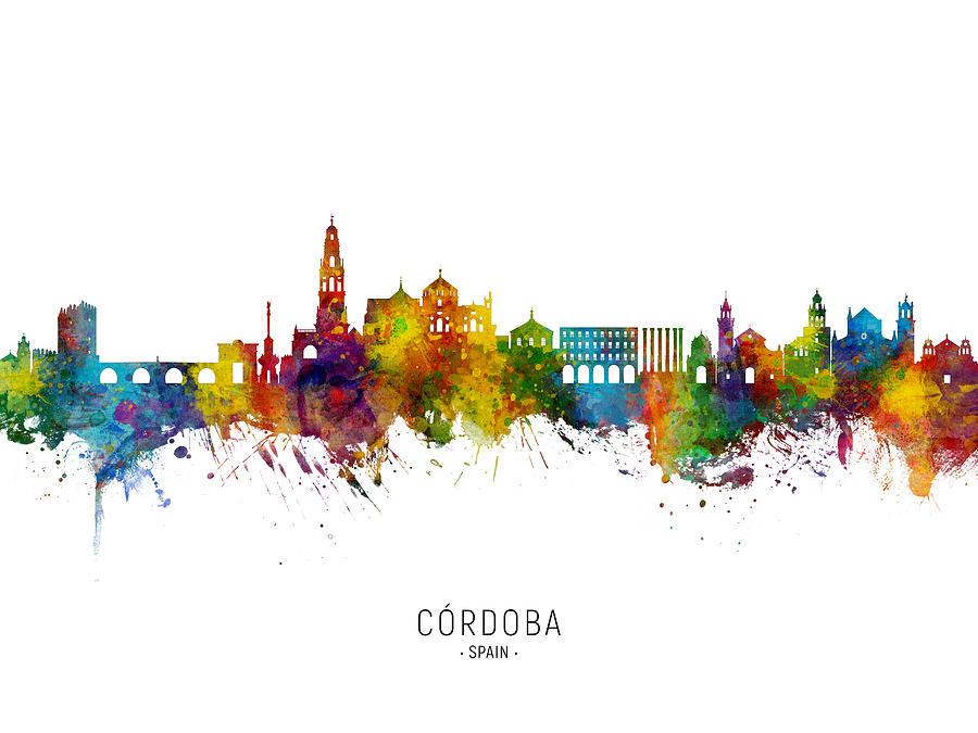 Cordoba Spain Skyline #3 Digital Art by Michael Tompsett