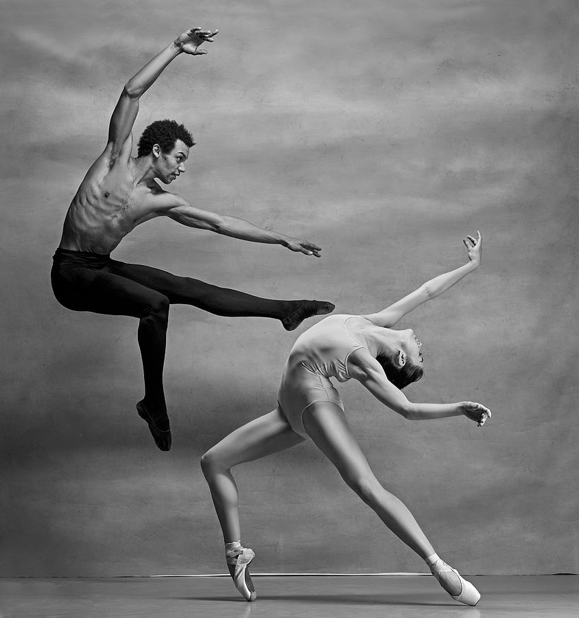 Blackandwhite Photograph - Couple Of Ballet Dancers Posing #3 by Volodymyr Melnyk