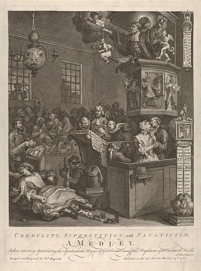 William Hogarth Drawing - Credulity, Superstition, and Fanaticism #4 by William Hogarth