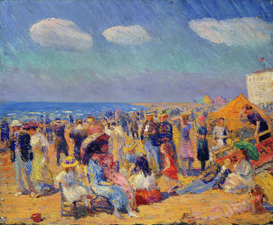 Crowd at the Seashore. #3 Painting by William James Glackens