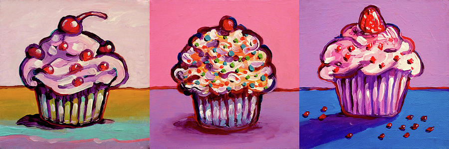 Dessert Digital Art - 3 Cupcakes by Howie Green