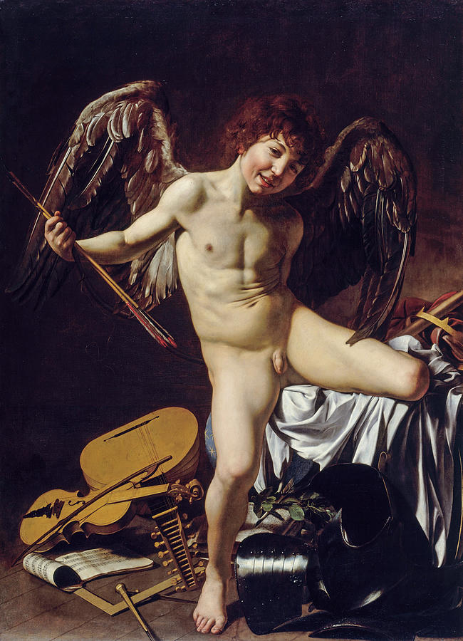 Caravaggio Painting - Cupid as Victor #3 by Caravaggio