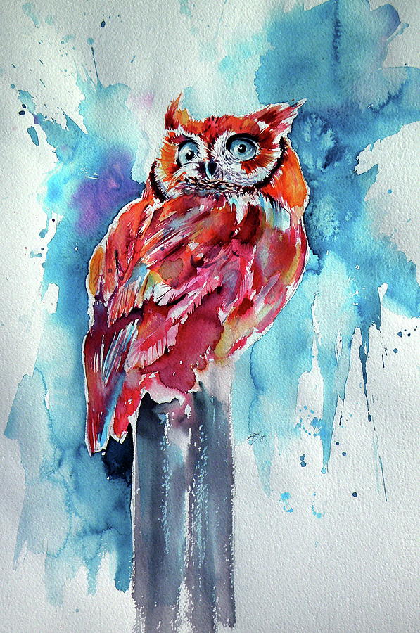 Cute owl #3 Painting by Kovacs Anna Brigitta
