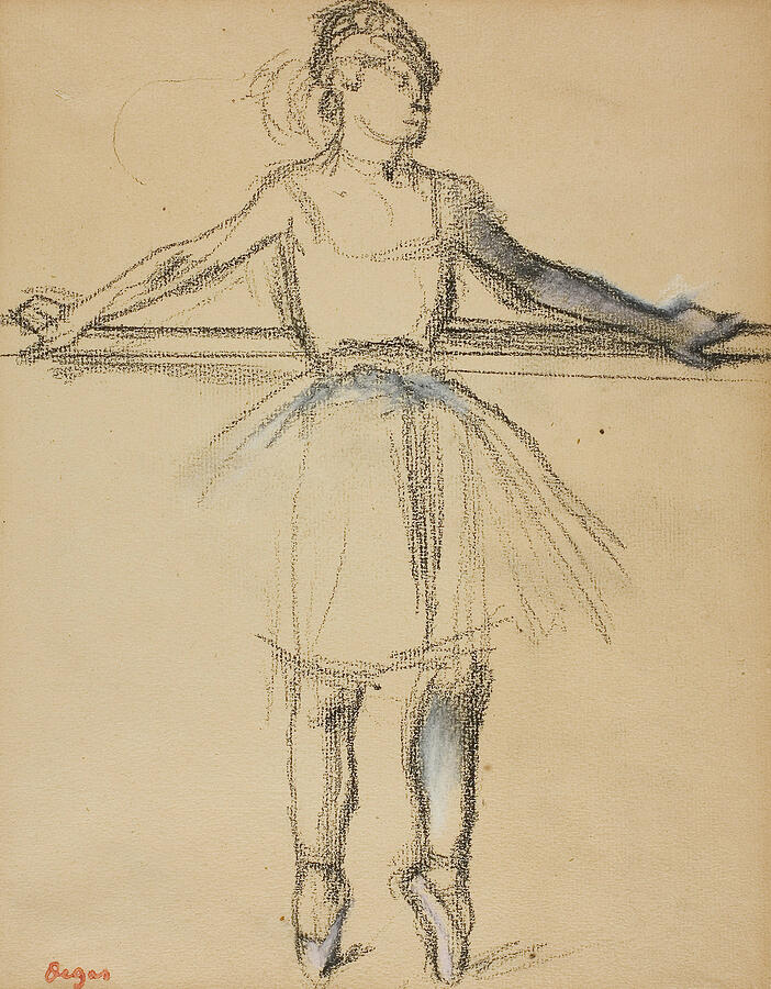 Dancer at the Bar, from circa 1885 Drawing by Edgar Degas