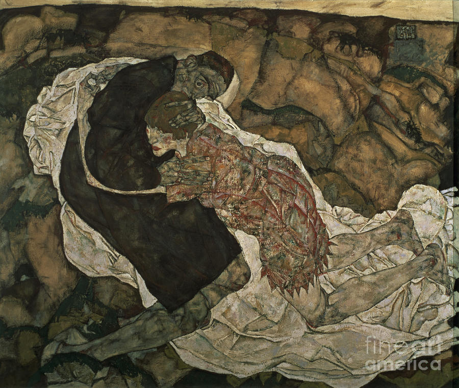 Death And The Maiden Painting by Egon Schiele