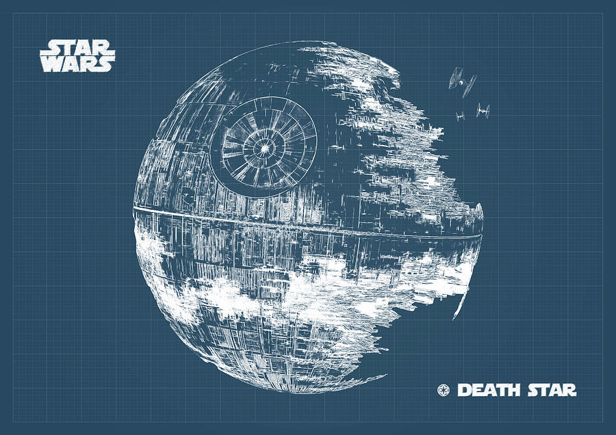 Star Wars Digital Art - DEATH STAR blueprint #3 by Dennson Creative