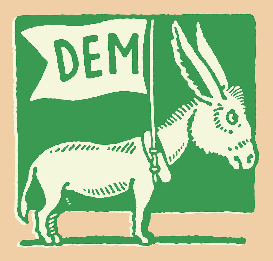 Vintage Drawing - DEM Donkey #3 by CSA Images