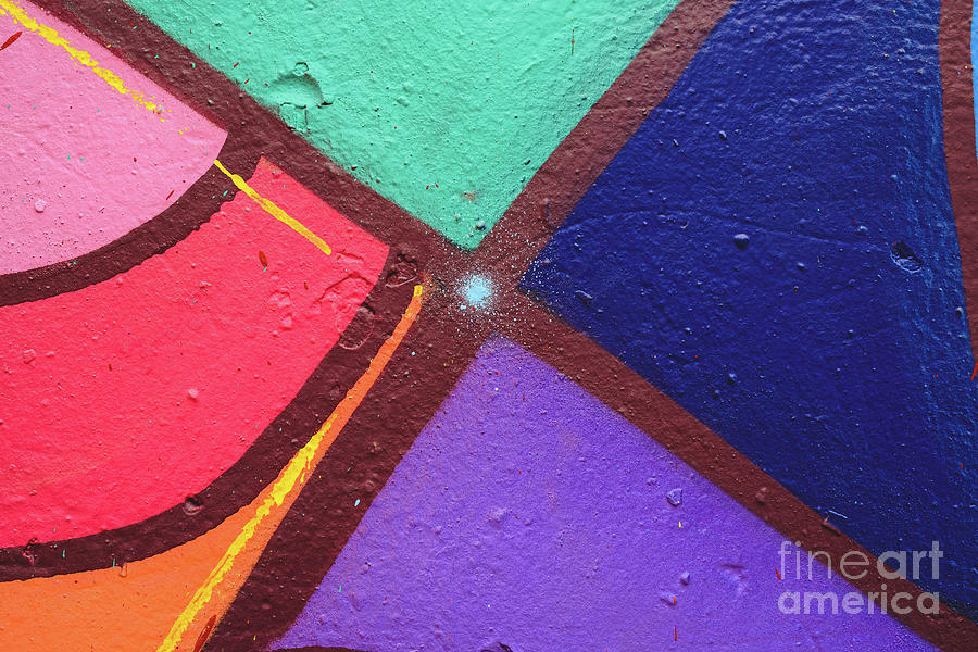 Detail of an anonymous street graffiti with many colors, cheerful urban background. #3 Photograph by Joaquin Corbalan