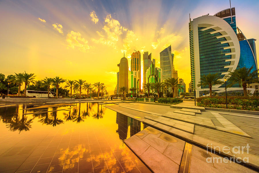 Doha West Bay skyline #3 Photograph by Benny Marty