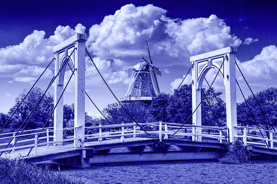 Dutch Bridge and the deZwaan Windmill at Windmill Island in Holl #3 Photograph by Randall Nyhof