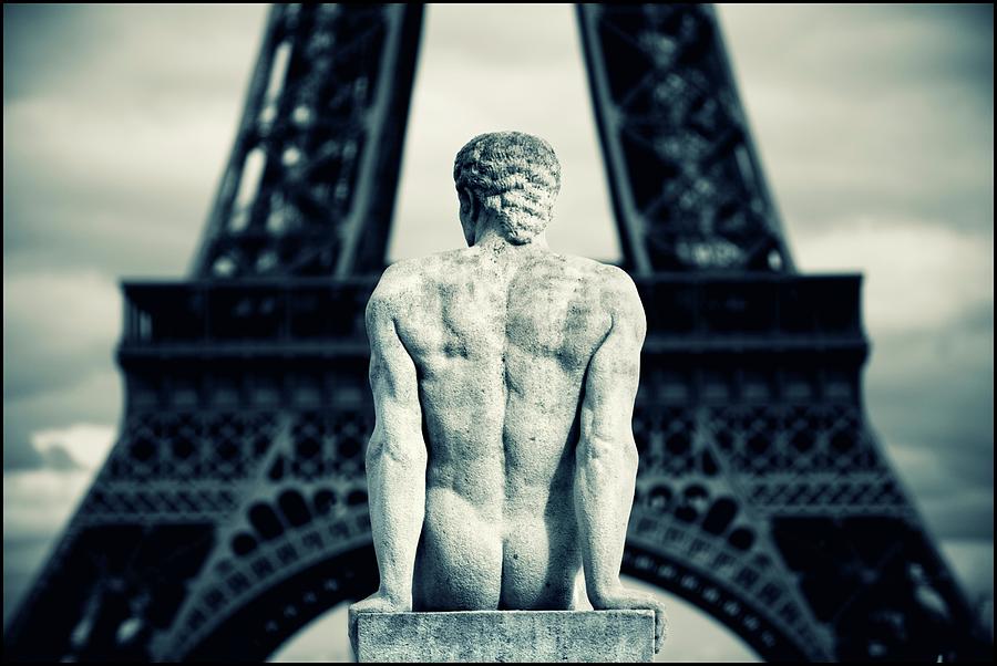 Architecture Digital Art - Eiffel Tower & Homme Statue #3 by Massimo Ripani