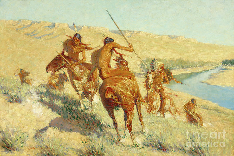 Frederic Remington Painting - Episode of the Buffalo Gun by Frederic Remington