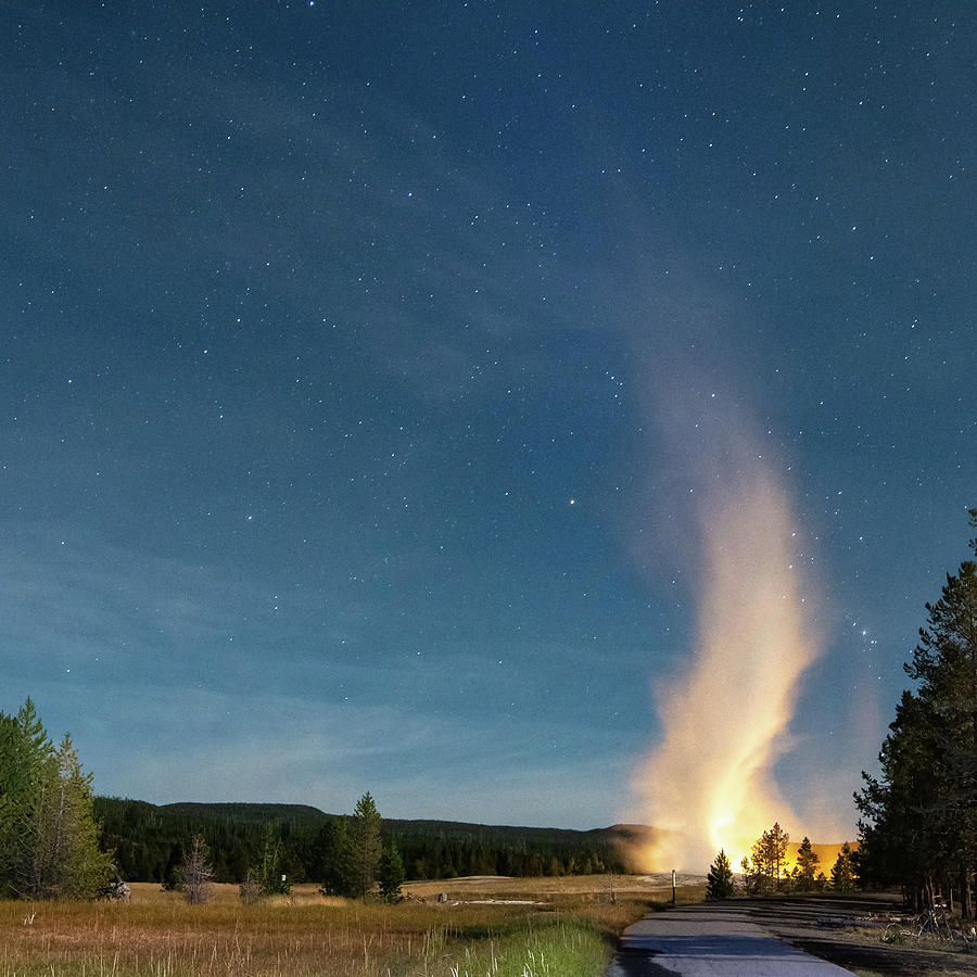 Eruption of Old Faithful geyser at Yellowstone National Park at  #3 Photograph by Alex Grichenko