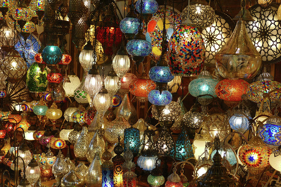 Exquisite glass lamps and lanterns in the Grand Bazaar  #3 Photograph by Steve Estvanik