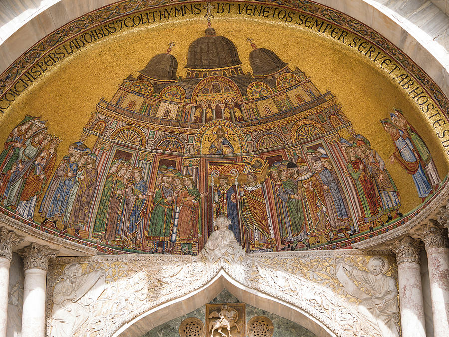 Facade mosaics at St. Marks Cathedral of Venice #3 Photograph by Tosca Weijers
