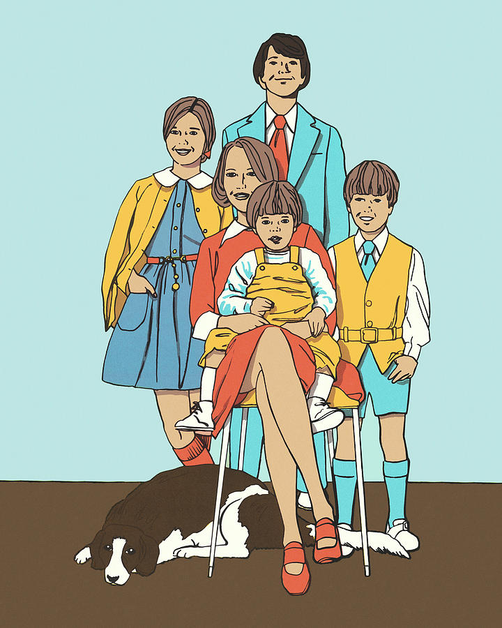 Vintage Drawing - Family Portrait #3 by CSA Images