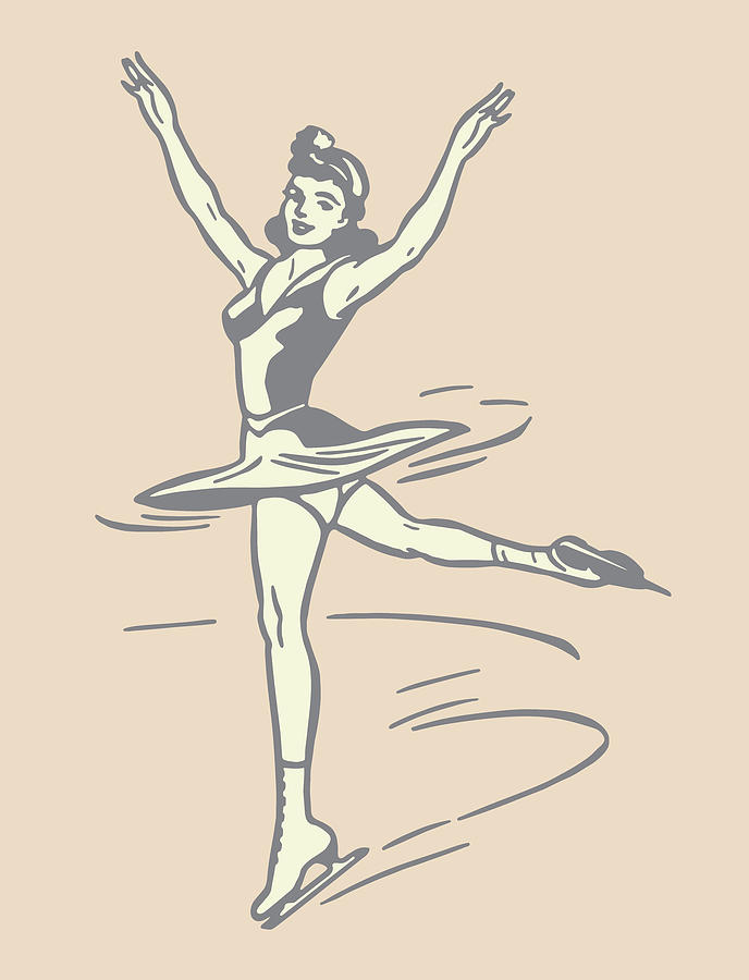 Sports Drawing - Female Ice Skater #3 by CSA Images