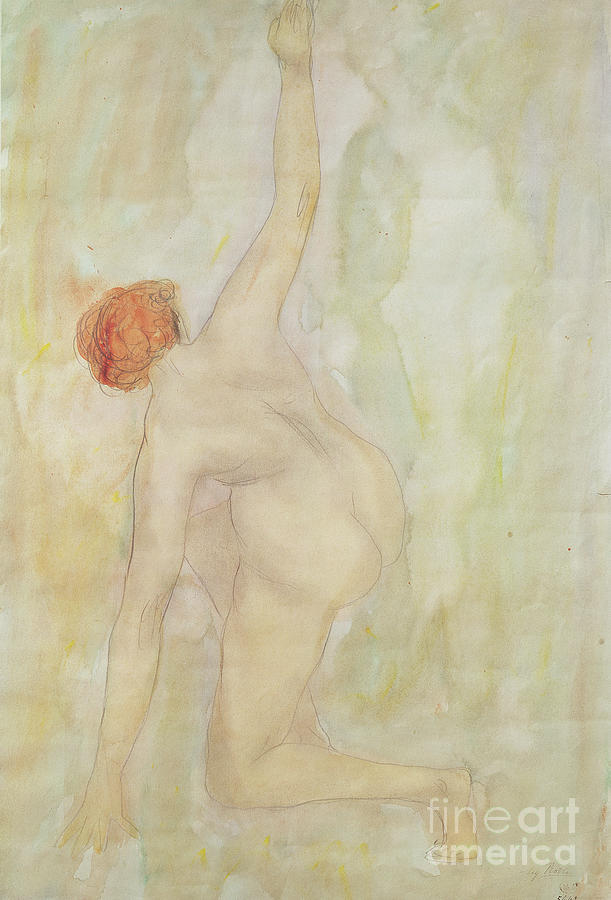 Female Nude Painting by Auguste Rodin
