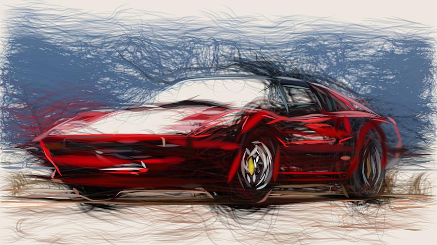 Ferrari 308 GTS Draw #3 Digital Art by CarsToon Concept